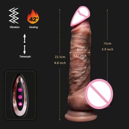 Velmio Dildo Met Zuignap en Vibrator - Telescopisch - Realistische Siliconen Dildo - Verwarmde Stotende Dildo - Met Afstandsbediening -Anaal/Vaginaal gebruik - Gay Hetero Sex Toys - 22cm Lang — thumbnail 2