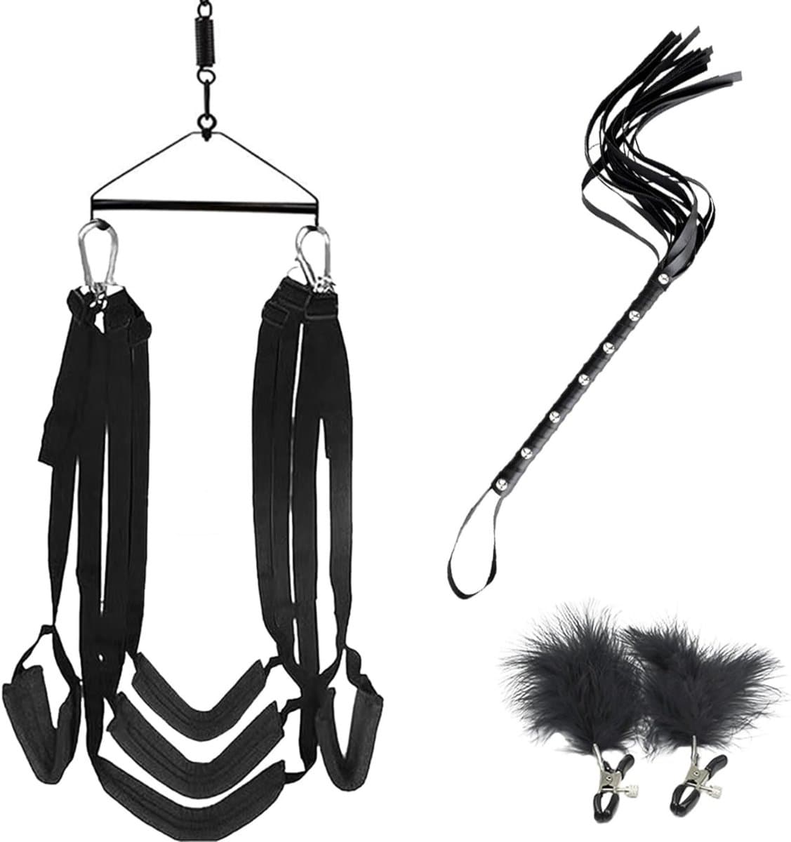VIN® Sex Schommel - Sex Swing Extra Stevig – Seksschommel Met Accessoires – Seksspeeltjes voor Koppel – Seks Schommel BDSM – Erotiek Toys - Sex Sling – Love Swing – Discreet Verpakt – Zwart — afbeelding 1