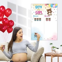 Gender Reveal Spel - Baby Voorspelling - Feest Activiteit - Interactief Stemspel - 1 Poster 36 Stickers - Wit — thumbnail 2
