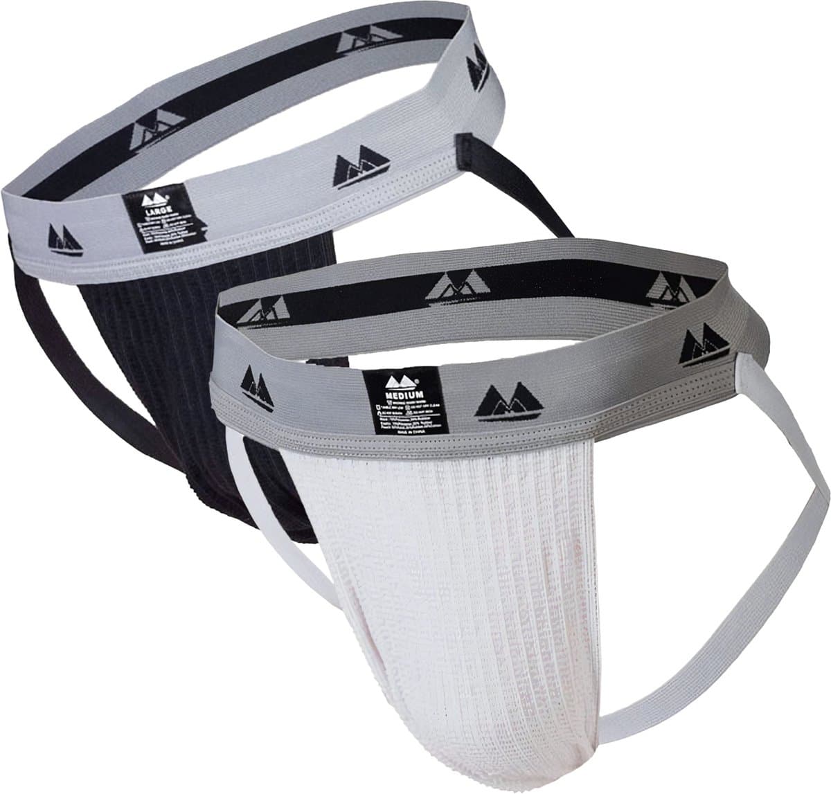MM Sports Original Edition Swimmer/Jogger Jockstrap 2 inch Multipack 1x Black + 1x White - MAAT L - Heren Ondergoed - Jockstrap voor Man - Mannen Jock — afbeelding 1
