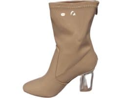 L.DAY-LAARSJE -MIRROR LEDER LOOK-BEIGE-GLAZEN HAK-8CM-39