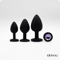 OHYES 3-Delige Siliconen Buttplug Set – Anal Butt Plug – Seks Toys voor Mannen & Vrouwen – Anale Seksspeeltjes - Buttplugs Anaal Speeltje met Diamanten - Lila — thumbnail 2