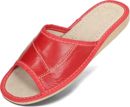 Dames Slippers Echt Leer Zomer Open Teen Steekdetails Diverse Kleuren — thumbnail 3