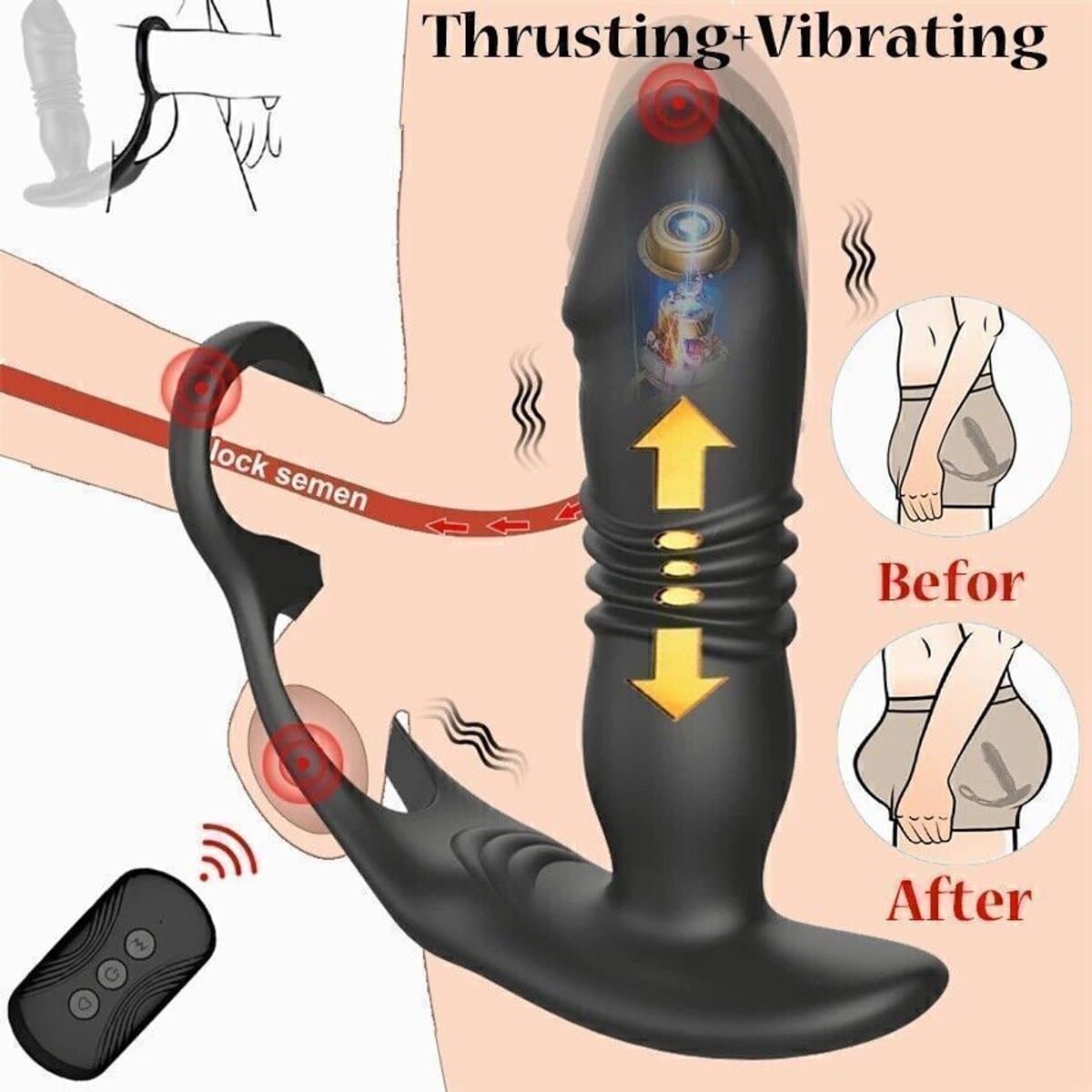 Prostaat Massager Stoot-Vibrator Clitoris G-Spot Anale-Dildo Penis Seksring Mannen — afbeelding 1