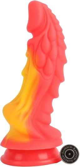 Banoch | Fantasy Dragon Dildo | Rood/Oranje | Siliconen Dildo met Zuignap | 20,5 cm | Ø 7 cm | Gedetailleerde Textuur | Monster creature — thumbnail 1