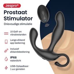 Prostaat Vibrator Mannen - met afstandsbediening - 20 standen - Sex toys - Speeltjes - Voor mannen en koppels - Erotiek - Anaal - Stimulator - Remote controlled massager - Jespro — thumbnail 2