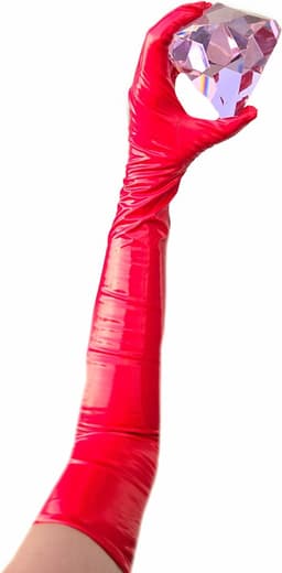 BamBella® - Handschoenen Datex (Mix stof en LATEX Rood Sexy fetish erotiek erotische lingerie accessoire - onesize — thumbnail 4