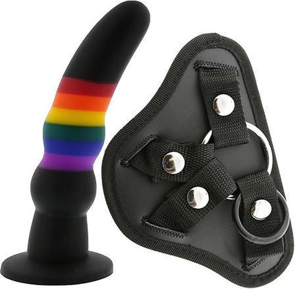 Dreamtoys Essentials strap-on massief dildo - Multicolor — afbeelding 1