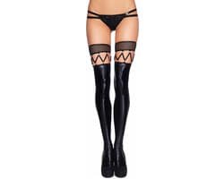 Sexy Wetlook netkousen en kousen met bandjes – Zwart