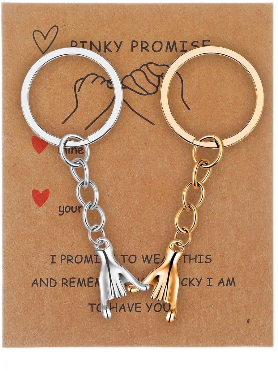 Dailygoods - Tyqour 2 stuks partnersleutelhangers voor koppels, cadeaus met kaarten, adventskalender, vulling, mannen, vrouwen, beste vriendin, verjaardag, jubileum, cadeau voor haar, haar, vriend — afbeelding 1
