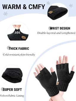 Handschoenen halve vinger winter warme gebreide handschoenen werken hardlopen fietsen rijden voor mannen en vrouwen — thumbnail 2