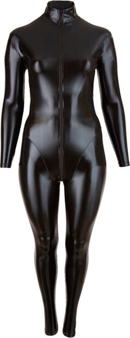 Cottelli Plus Size – Sexy Catsuit met Lange Rits voor Onweerstaanbare Uitstraling en Strakke Rondingen – Maat 4XL - Zwart — thumbnail 3
