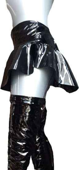 BamBella® - Datex mini Rok - Maat S/M zwart Rollenspel sm dames sexy Glans kleding mix van Latex en stof | Datex — thumbnail 4