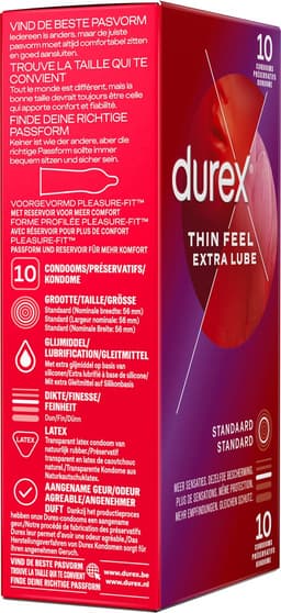Durex - Condoooms Thin Feel Extra Lube 10 st. — thumbnail 2