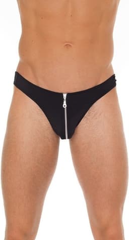 Amorable - Mannen String Met Rits - Zwart - One Size - Sexy Mannen Ondergoed - Erotisch — thumbnail 1