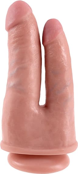 Pipedream King Cock Dubbele Dildo Double Penetrator met Zuignap - 22cm - beige — thumbnail 2