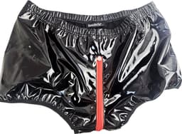 BamBella ® - Boxer short Maat L/XL Datex Zwart (Latex en stof SM kleding BDSM met rits erotische heren kleding ondergoed lingerie onderbroek zwart — thumbnail 2