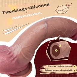 Realistische Dildo met Voorhuid - 27 Cm - Dual Density Dildo - Beweegbare Voorhuid - Dildo XXL Extra Dik - Siliconen - Beige - Discreet Verzonden — thumbnail 3