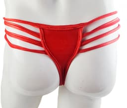 BamBella ® - String bondage - maat Onesize S M L - Rood Sexy erotische heren onderbroek mannen met rits glans wetlook stof — thumbnail 4