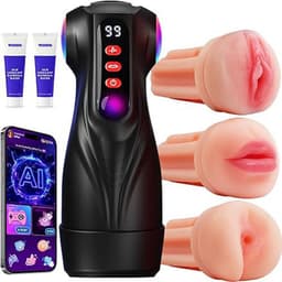 Pocketpussy- Mannen Masturbator Set met 3 Verwisselbare Liners – 9 Vibratiemodi & 9 Zuigstanden – App-Bediening, LED-effect & LCD-display – Discreet Seksspeeltje voor Solo en Koppels — thumbnail 1