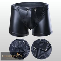 PU Lederen Boxershort - Open Kruis - Zwart - Sexy Herenondergoed | XXL | LS154 — thumbnail 5
