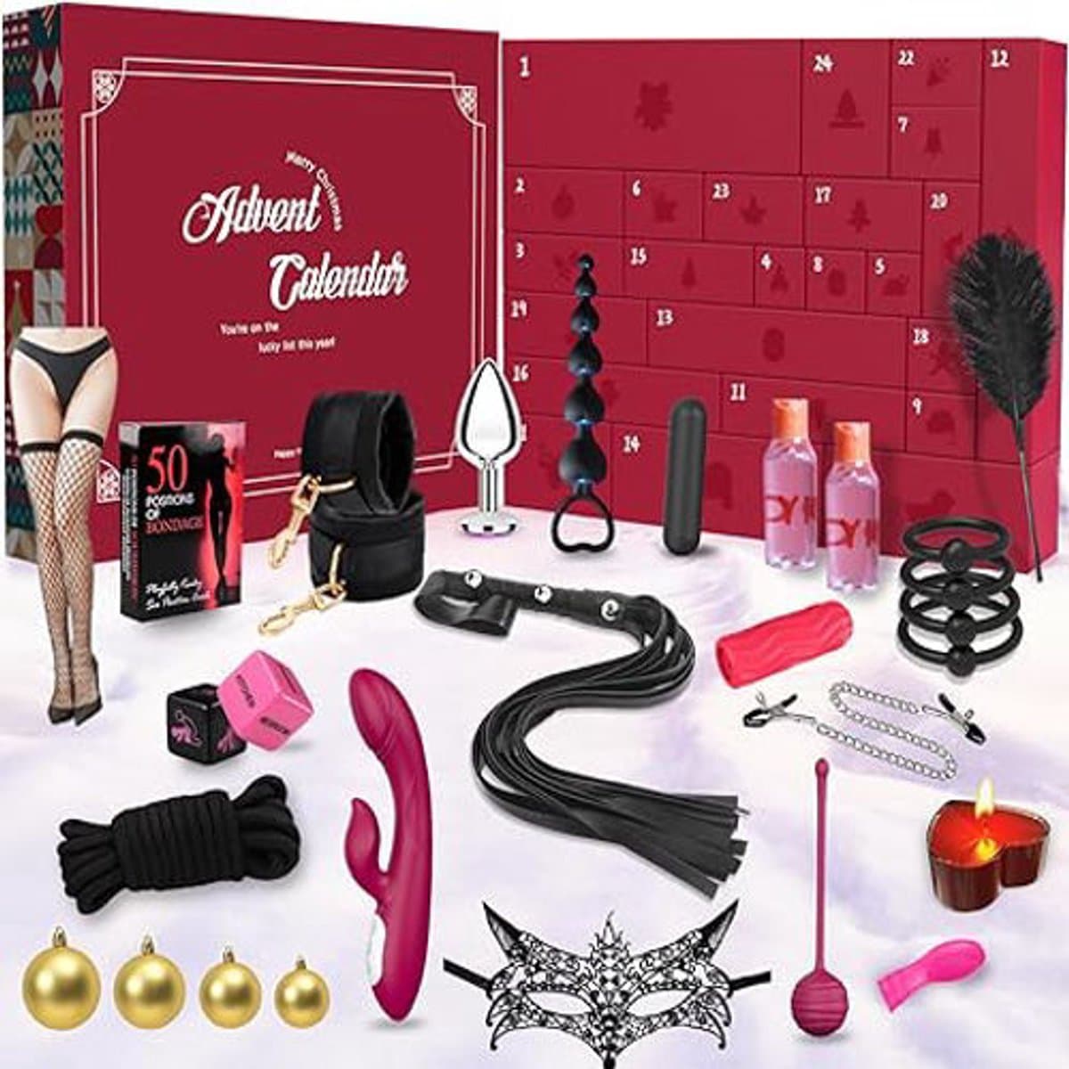 Erotische Adventskalender 2025 – 24 Sensuele Cadeaus voor Koppels & Singles – Seksspeeltjes, Bondage & Massage – Discreet Verpakt — afbeelding 1