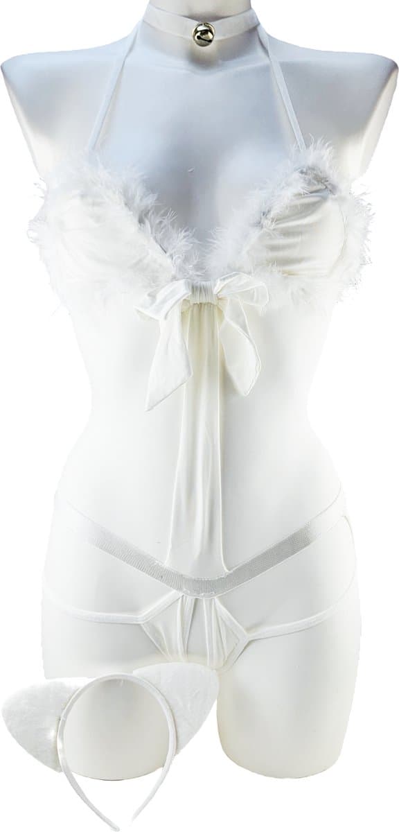 BamBella ® Sexy Cosplay Rollenspel kleding - Onesize - outfit dames Sex kitten kat pak wit — afbeelding 1