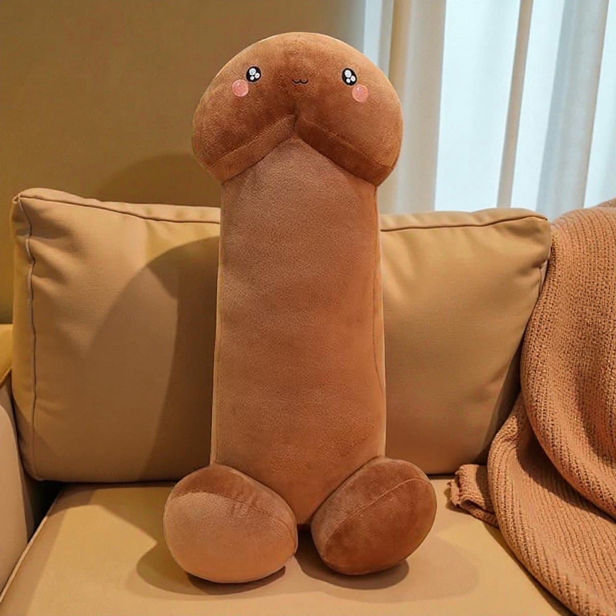 Klikkopers® Penis Bodypillow – Piemel Knuffel – Piemel Decoratie - XL - Groot 70cm - Bruin — afbeelding 1