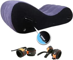 Sex Kussen - Opblaasbaar Seks Kussen - Seks Meubel - BDSM Speelgoed - PVC met Zacht Fluweelcoating - Blauw - Discreet Verzonden — thumbnail 4