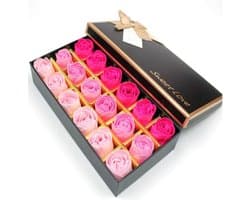 18 Rozen Geurzeepjes in Luxe Cadeaubox - Badzeep Bloemen voor Romantisch Cadeau