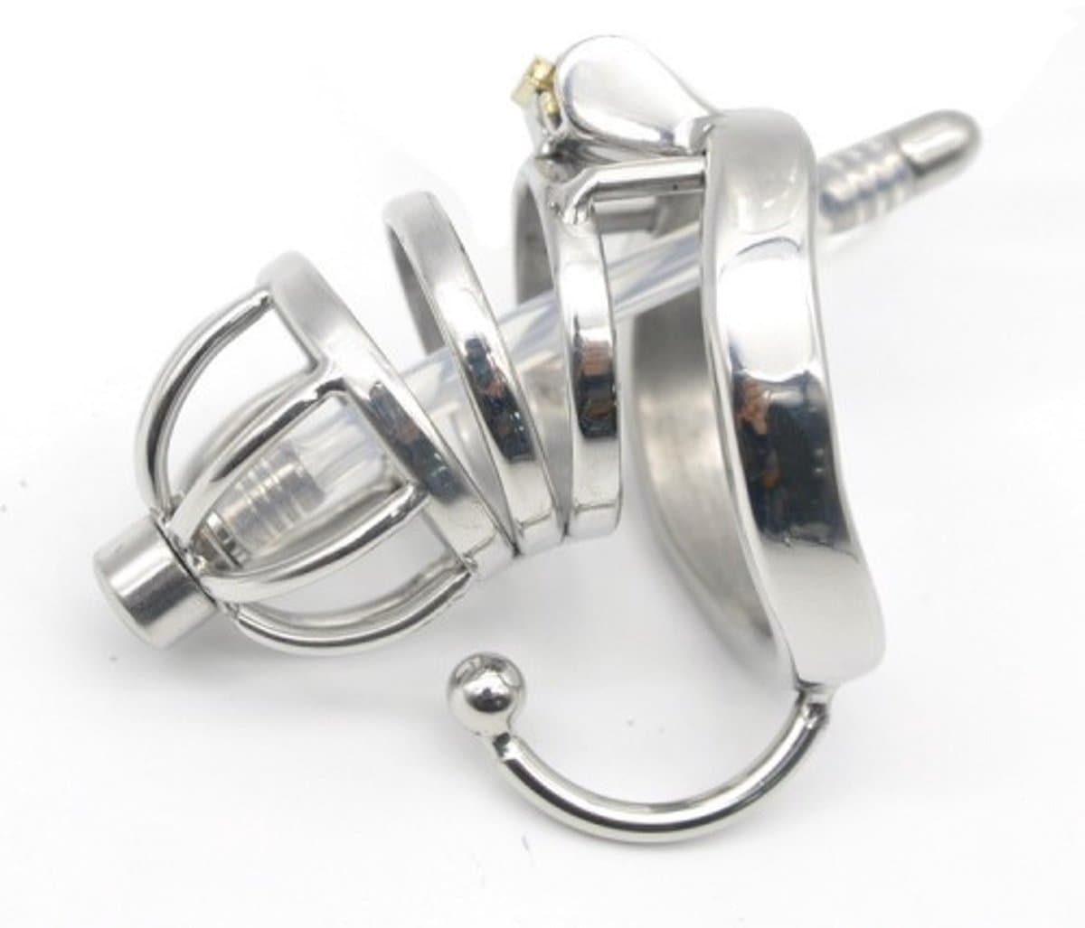 Nooitmeersaai - Kuisheidskooi met slot & dilator - Metaal - Zilverkleurig - 50mm — afbeelding 1