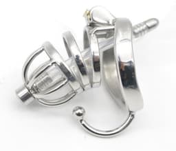 Nooitmeersaai - Kuisheidskooi met slot & dilator - Metaal - Zilverkleurig - 50mm — thumbnail 1