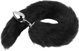 Daity BDSM Anale Speeltjes met Vossenstaart – Fox Tail Buttplugs – Cosplay Butt Plug van RVS – 18 inch Zwart — thumbnail 1