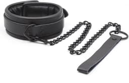 Banoch - halsband van pu leer gevoerd - zwarte collar bdsm — thumbnail 1