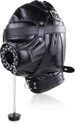 Banoch - Depraved Stopper Black - Zwart bondage masker van pu Leer | BDSM — thumbnail 4