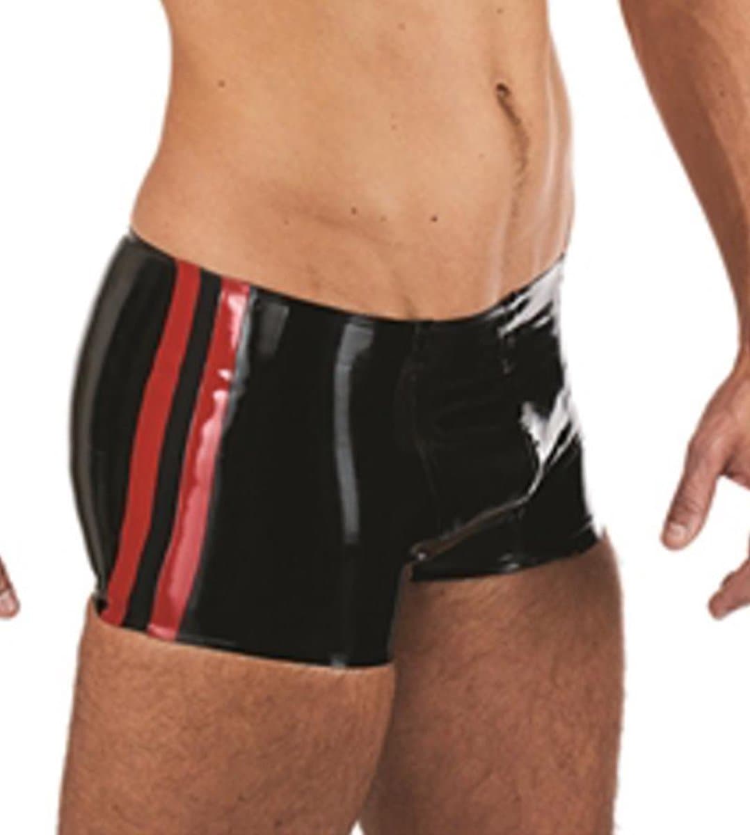 Mister B Rubber Trunks zwart met rode bies medium — afbeelding 1