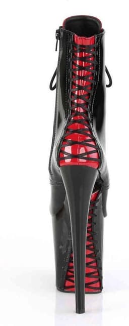 Pleaser - FLAMINGO-1020FH Plateau Laarzen, Paaldans schoenen - Paaldans schoenen - 39 Shoes - Zwart/Rood — thumbnail 4