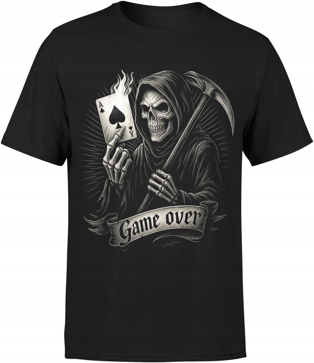 Geen merk Serie - Gothic T-shirt - Poker Kaart - As - Game Over — afbeelding 1