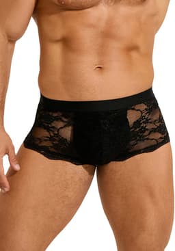 Zeloria Heren Kant Boxer – Transparante Erotische Lace Boxershort – Zwart – L – Stretch & Comfort — thumbnail 1