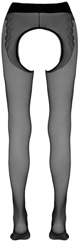 Cottelli Collection - Zwarte Panty met Gewoven Tangopatroon en Volledig Open Kruis – Maat S – Zwart — thumbnail 2