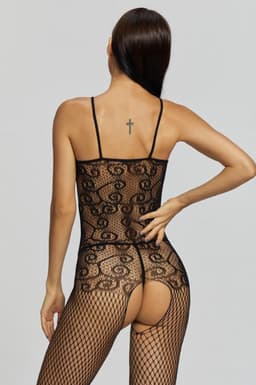 Sexy Lingerie – Erotische Catsuit – Lingerie Erotisch – Lingerie Sexy Setje – Kant – Open Rug – Dames lingerie – Erotische verleidelijke Bodystocking – Kinky – One Size — thumbnail 3
