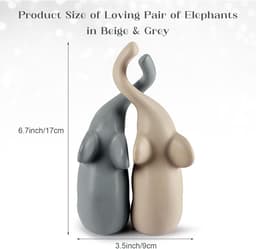 Decoratieve Olifanten Beeldjes Koppels voor Woondecoratie - Beige en Grijs Ornamenten - Set van 2 - Perfecte Cadeau Ideeën voor Valentijnsdag en Verjaardagen — thumbnail 5