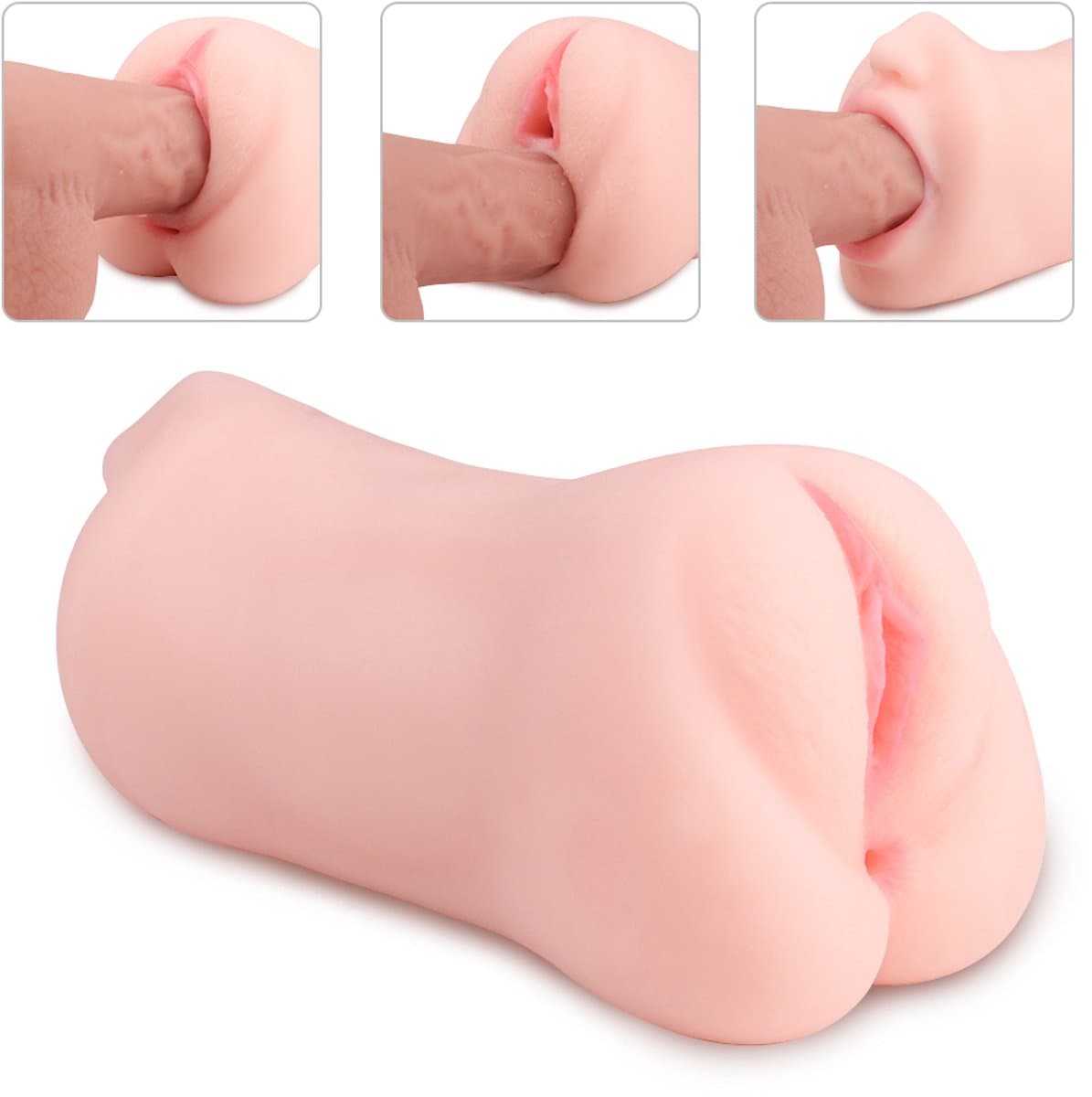 EroLovera 3-in-1 Realistische Masturbator- Vagina, Anus & Mond - Discreet Verpakt- Lichtroze — afbeelding 1