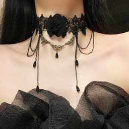 Dailygoods - Lange Kant Handschoenen, Kant Handschoenen Zwart en Gothic Tattoo Chokers Roos Prom Opera Wanten Handschoenen voor Vrouwen en Meisjes Vingerloos Elleboog Lengte Vintage Mesh Handschoenen Lolita — thumbnail 5