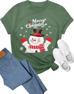 Grappig Kerst T-shirt Dames Katoen Ronde Hals Korte Mouwen Vrije Tijd Shirt — thumbnail 2