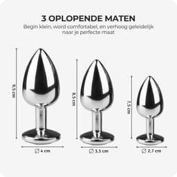 Metalen Buttplugs voor mannen en vrouwen - Buttplug Set 3-Delig - Anal & Butt Plug - Groen — thumbnail 4