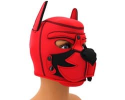 Dog/Puppy/Honden Neoprene-Masker Rood-Zwart neopreen