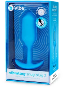 B-Vibe - Vibrerende Snug Plug 3 (L) Blauw — thumbnail 1