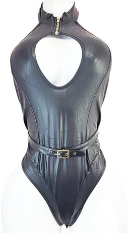 Jumpsuit - Maat onesize - Zwart Wetlook pak Sexy body — thumbnail 1