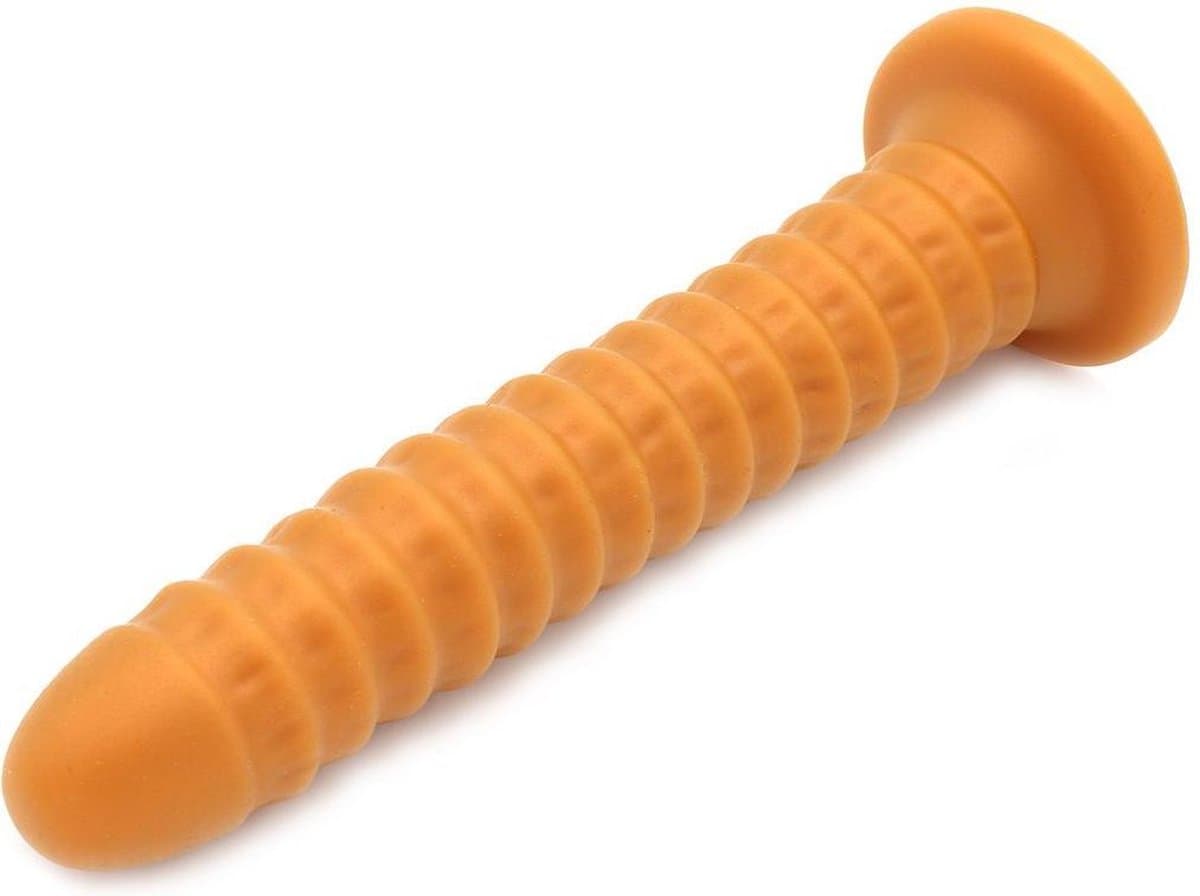 Gold Play - Soft Liquid Siliconen Anaal Dildo Ribbed - Goud M — afbeelding 1